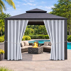 Water Proof Outside Curtains with Grommet Top for Porch, W84 x L84 Thermal Insulated Washable Light Block Outdoor Divider Drapes for Patio Gazebo Deck Pool Area Pergola Cabana (2 Panels)
