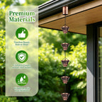 rain chains for gutters outside copper with adapter, side view