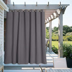 NICETOWN Outdoor Curtain Divider for Patio Waterproof 108" Length, Thermal Insulated Rustproof Grommet Blackout Privacy Indoor Outdoor Living Curtain/Drape for Public Space, Grey, 1 Panel, 100" W