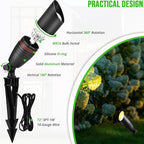 wowlite Landscape Spotlights Outdoor, 12V Low Voltage Landscape Lighting Fixture with 5W MR16 LED Bulb, Black Aluminum Yard Directional Uplights Waterproof for House Trees Patio