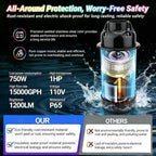 Pond Fountain Aerator,Pond Aerator,with Dynamic LED RGB Lighting Adjustable Modes, Digital Timer | 1 HP 15,000 GPH, 750W 110V, 100FT Cord - for Large Ponds, Lakes & Outdoor Water Features