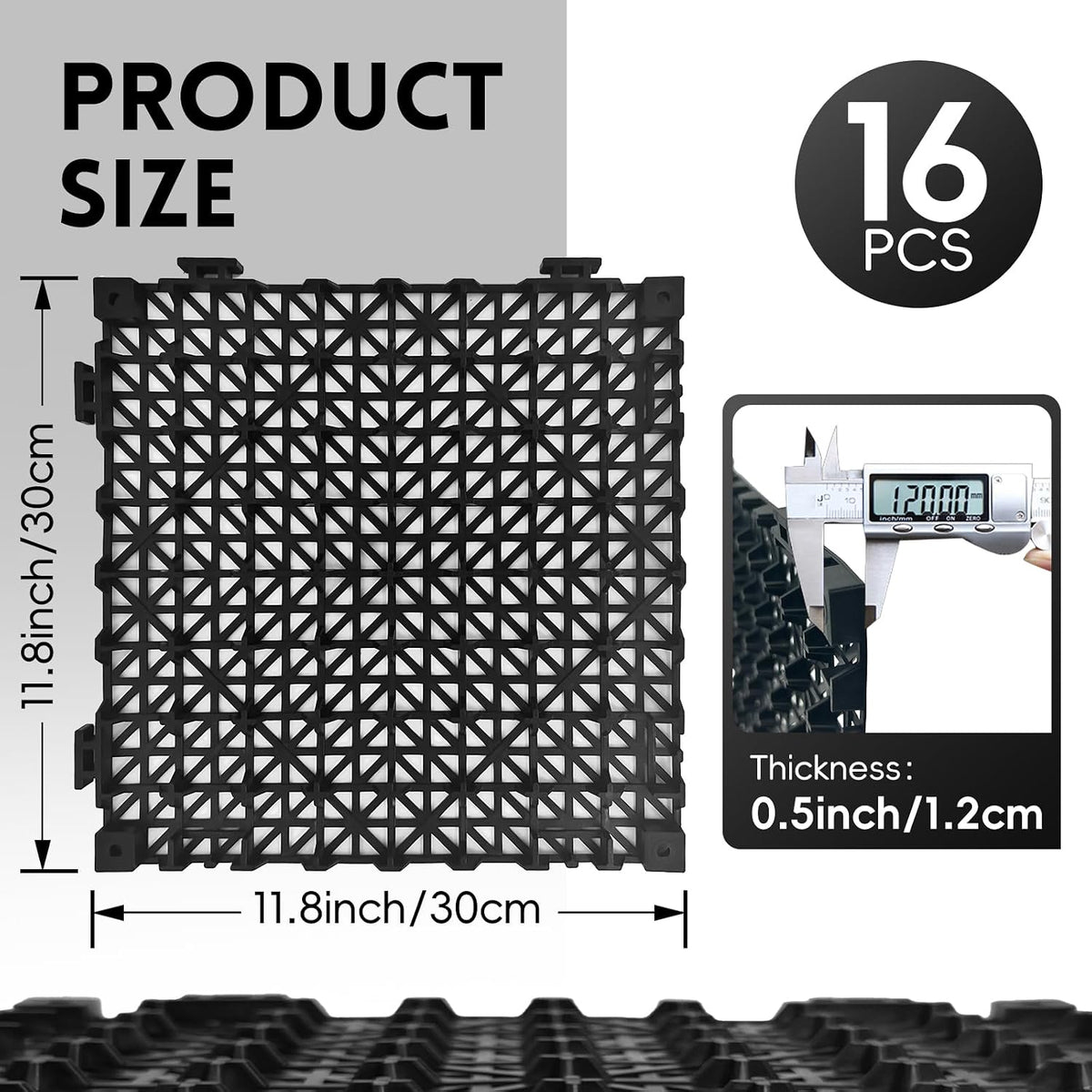 ritollo modular interlocking cushion drainage floor tiles, 16-pack shown in use