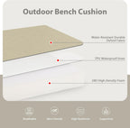 favoyard outdoor bench cushion, 42 x 18 inch shown in use