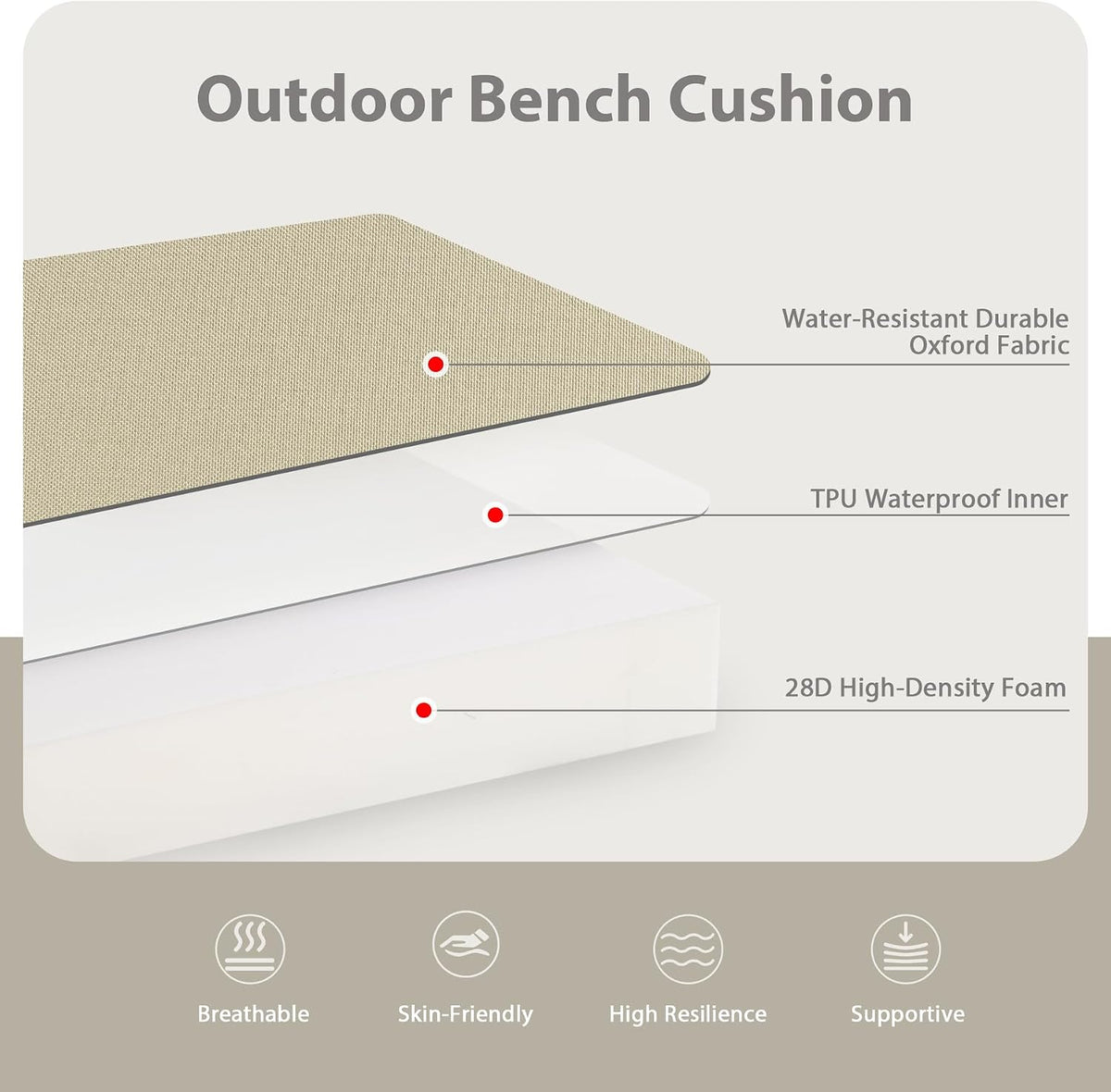 favoyard outdoor bench cushion, 42 x 18 inch shown in use
