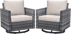 Belord Wicker Chairs Outdoor Bistro Set Oversize Patio Swivel Rocker, Rattan Outdoor Seating Set of 2 Swivel Glider Chairs Wicker Furniture for Porch Deck Backyard with Water-Resistant