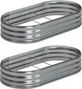 6x3x1ft(2 Pack) Galvanized Oval Raised Garden Bed,Outdoor Planter Box Metal Patio Kit Planting Bed for Vegetables Flowers Herb,Silver