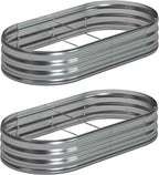 6x3x1ft(2 Pack) Galvanized Oval Raised Garden Bed,Outdoor Planter Box Metal Patio Kit Planting Bed for Vegetables Flowers Herb,Silver