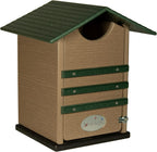 Poly Screech Owl Nesting Box, Saw-Whet and Kestrel Owl House, Green and Tan