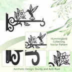 2-Pack Aesthetic Plant Hangers Outdoor – 10 Inch Metal Hanging Plant Bracket with Beautiful Hummingbird Pattern – Anti Rust Plant Hooks for Hanging Plants, Bird Feeder, Windchime, Lantern