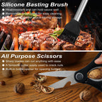 POLIGO 29 PCS BBQ Grill Accessories Stainless Steel BBQ Tools Grilling Tools Set with Storage Bag for Fathers Day Dads Birthday Presents - Camping Grill Utensils Set Ideal Grilling Gift for Men Silver