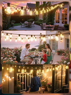 luckystyle 30FT LED Outdoor String Lights with Remote, 10+ 1 Shatterproof Bulbs Waterproof and Dimmable Patio Lights for Porch, Garden, Backyard, Deck, Balcony, 2700K Hanging Lighting