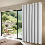 Joydeco Blackout Patio Sliding Door Curtains 90 Inches Long, Grommet Privacy Room Divider Curtains, Extra Wide Thermal Blackout Drapes for Bedroom Living Room (Greyish White 100Wx90L, 1 Panel)
