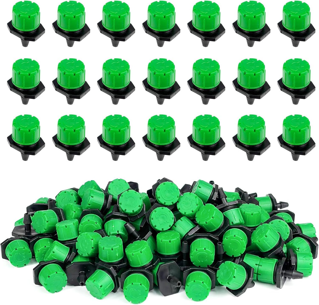 100Pcs Drip Irrigation Emitters,Adjustable Irrigation Drippers Sprinklers | 1/4 Inch Emitters Micro Drip for Watering System (Green-100pcs)