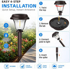 DERAYSION 8 Pack Solar Lights Outdoor Pathway, Stainless Steel Glass Solar Garden Lights, Auto On/Off Long-Lasting Waterproof Outdoor Solar Lights for Yard, Landscape, Path, Driveway, Walkway Décor