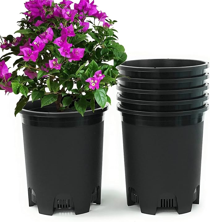 5 Gallon 20-Pack Nursery Pot Black Plastic Planters in Bulk with Drainage for Outdoor Indoor Large Plants Trees