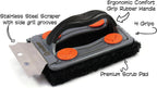 Q-Swiper BBQ Grill Brush with Stainless Steel Scraper. Bristle Free and Wire Free Cleaning. Safe Way to Remove Grease and Grime. Ideal use with The Q-Swiper Grill Cleaning Wipes (Sold Separately).