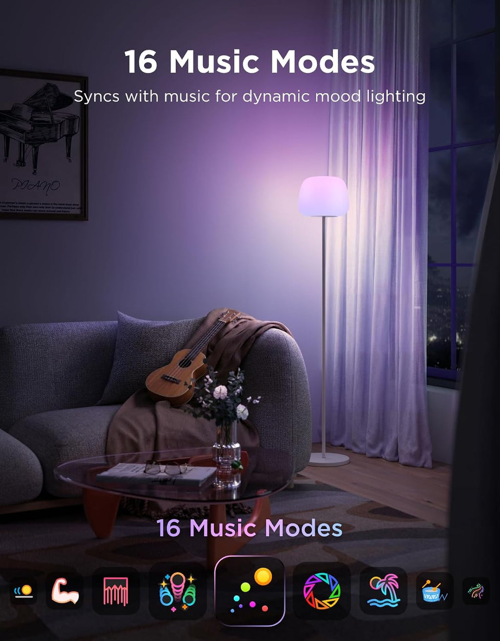 govee lantern floor lamp, halo gradient rgbic smart, view 9