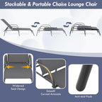 Giantex 2 Pack Patio Lounge Chair, Outdoor Chaise Lounge with 5 Adjustable Backrest, Sturdy Steel Frame, Sunbathing Recliner, Tanning Chair for Beach, Outside, Yard, Balcony, Pool Chairs (2,Dark Gray)