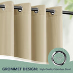Extra Wide Outdoor Curtains Waterproof for Patio - 6 Panels Privacy Weatherproof Outside Curtains with Grommets for Gazebo, Pergola, Porch, Cabana, Balcony, 110 x 95 Inch, Cream