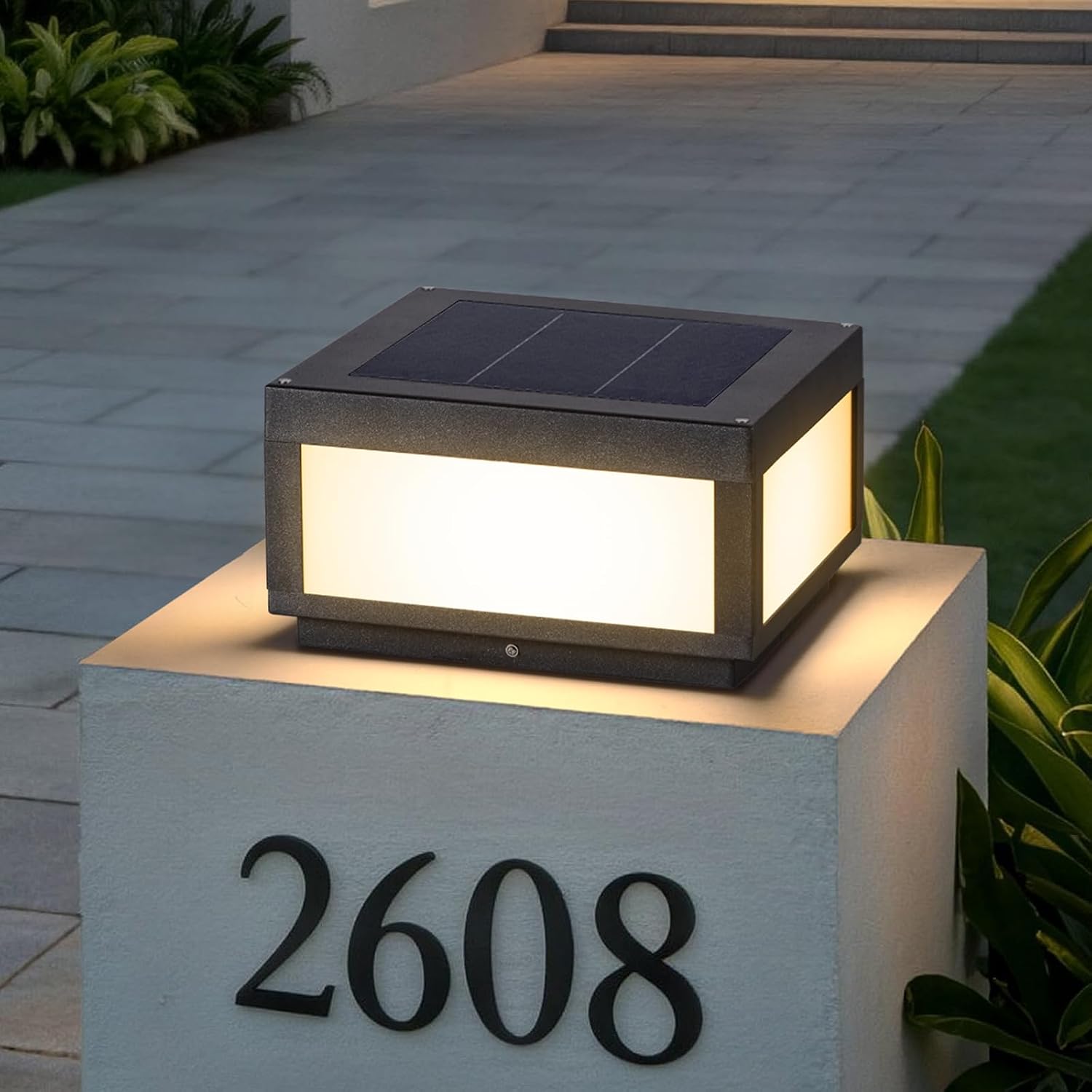 Solar Post Lights Outdoor 12x12, Square Solar Pillar Lights Outdoor | 11.8'' Column Light Waterproof, Dusk to Dawn Extra Large Pillar Light, Modern Column Lamp Fixture for Entrance Driveway Fence