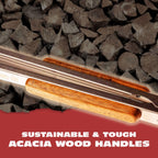 Pro BBQ Tongs for Grill - 17" Professional Grade Barbecue Tongs for Cooking- Solid & Sturdy - Built with 304 Grade Stainless Steel and Acacia Wood - Heavy Duty Built to Last Kitchen essential.
