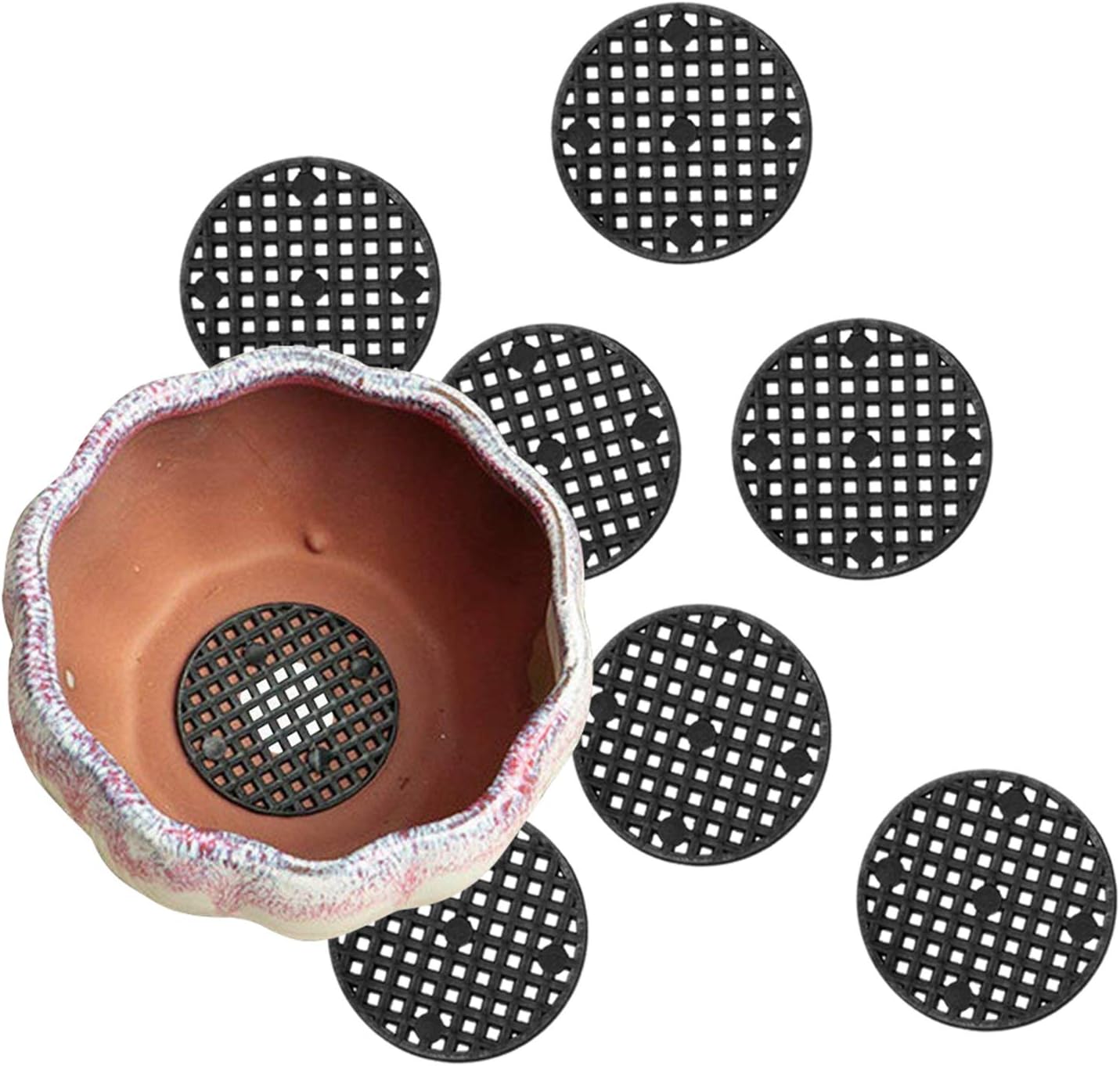 Bonsai Tool Set, 20 Pcs 4.5cm Round Bonsai Pot Bottom Grid Mat Mesh and 3 Roll Anodized Aluminum Wire Soft DIY Jewelry Crafts Versatile Painted Metal Cord for DIY Jewelry Craft Making
