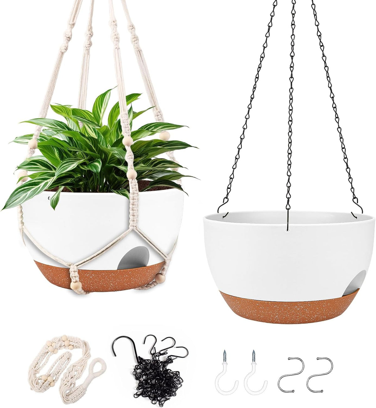 10 inch self watering hanging planters with metal, main product view