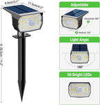 [ 8 Pack/56 LED ] Solar Lights Outdoor Motion Sensor, Spot Landscape Lighting with 3 Modes, Waterproof Spotlights Dusk to Dawn for Outside Yard Tree Garden Pathway Sidewalk Driveway, Cool White