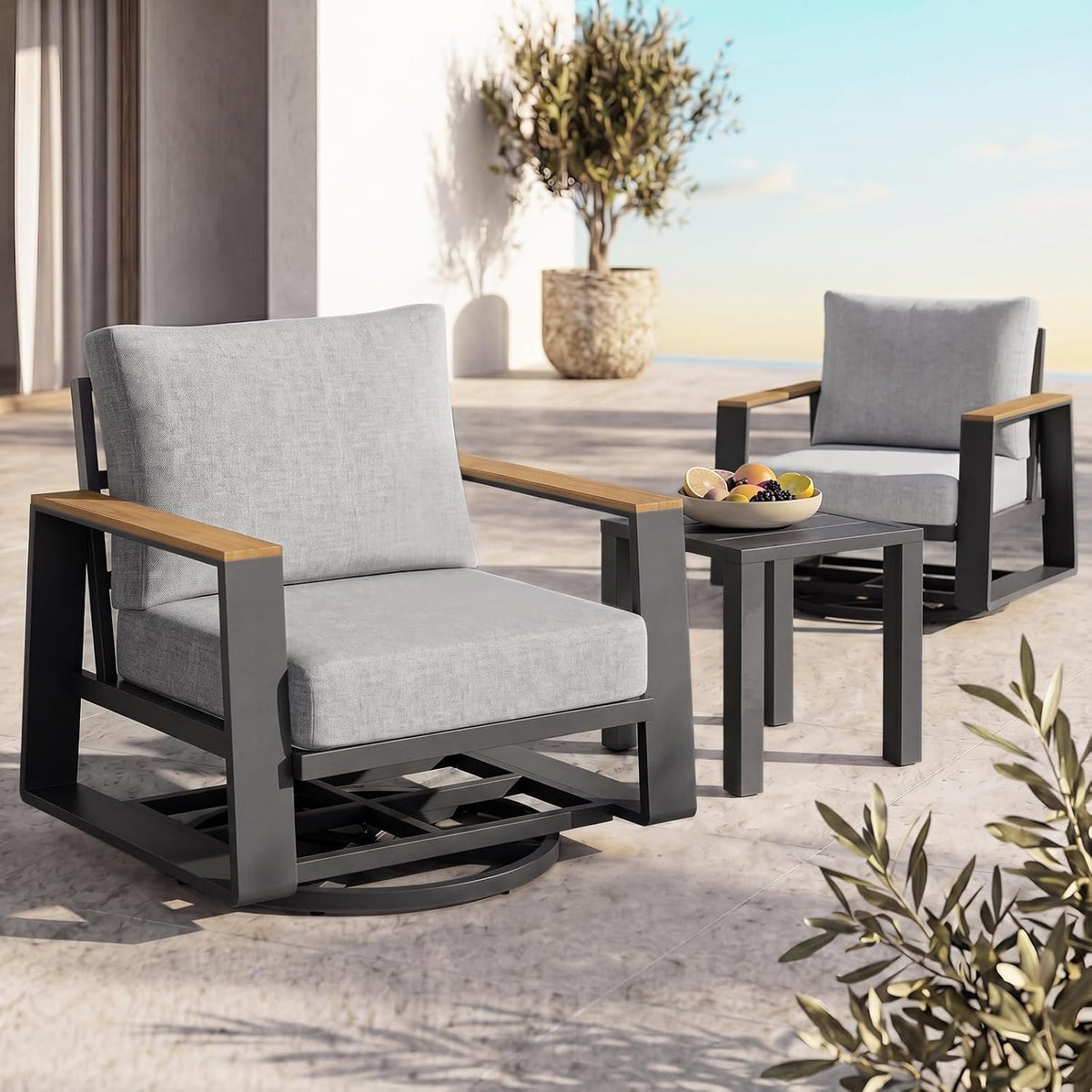 vexwalx aluminum luxury outdoor swivel patio chairs with, main product view