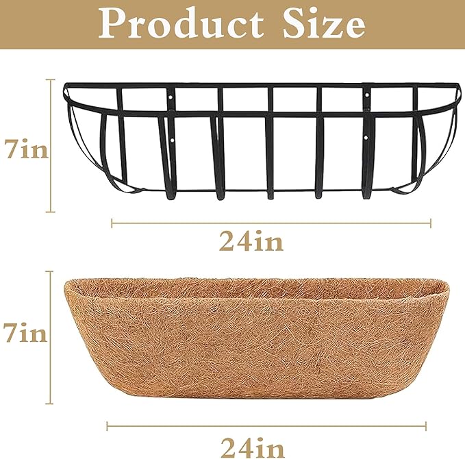 2pack 24-inch Window Sill Window Railing Planters with Cocoa Liner for Outdoor Balconies, Porches, Fences, Patio Railings