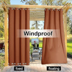NICETOWN Outdoor Curtain Top and Bottom Fixed Grommet, Thermal Insulated Weighted Vertical Drape Blackout Heavy Weight Windproof Outdoor Drapery, Burnt Orange, 52 by 108 inches,1 Piece