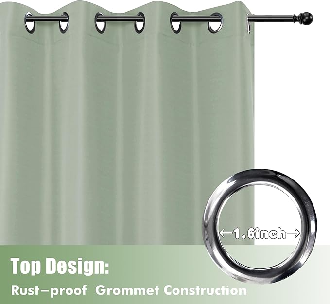 HolidayIdeas Outdoor Curtains for Patio Waterproof, 6 Panels - 54x84 Inches - Weatherproof Privacy Outsides Curtains for Cabana Porch Pergola, Sunlight & UV Blocking (SageGreen, Grommet Top)