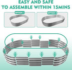 6X3X1 FT Oval Galvanized Metal Garden Raised Bed/Plant Box for Planting,36 Inches Diameter Iron Fire Pit Ring,Small Animal Fence-3 in 1 Modular Design in Black (Silver, 72X36X11.5 Inches)