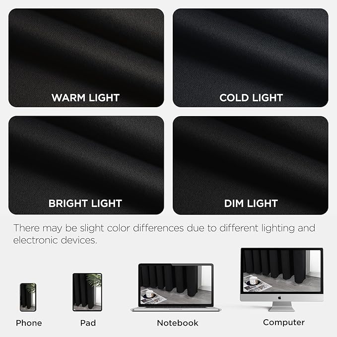 Joydeco Blackout Door Curtain for Doorway Privacy 84 Inches Long, Grommet Closet Curtain for Open Closet, Room Divider for Bedroom Living Room (Black, 52Wx84L, 1 Panel)