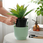T4U 6 Inch Self Watering Pots for Indoor Plants, 6 Pack Plant Pots, Self Watering Planter for Indoor Plants, Durable Plastic Pots, Flower, Succulents (6 Pack, 6", Green)
