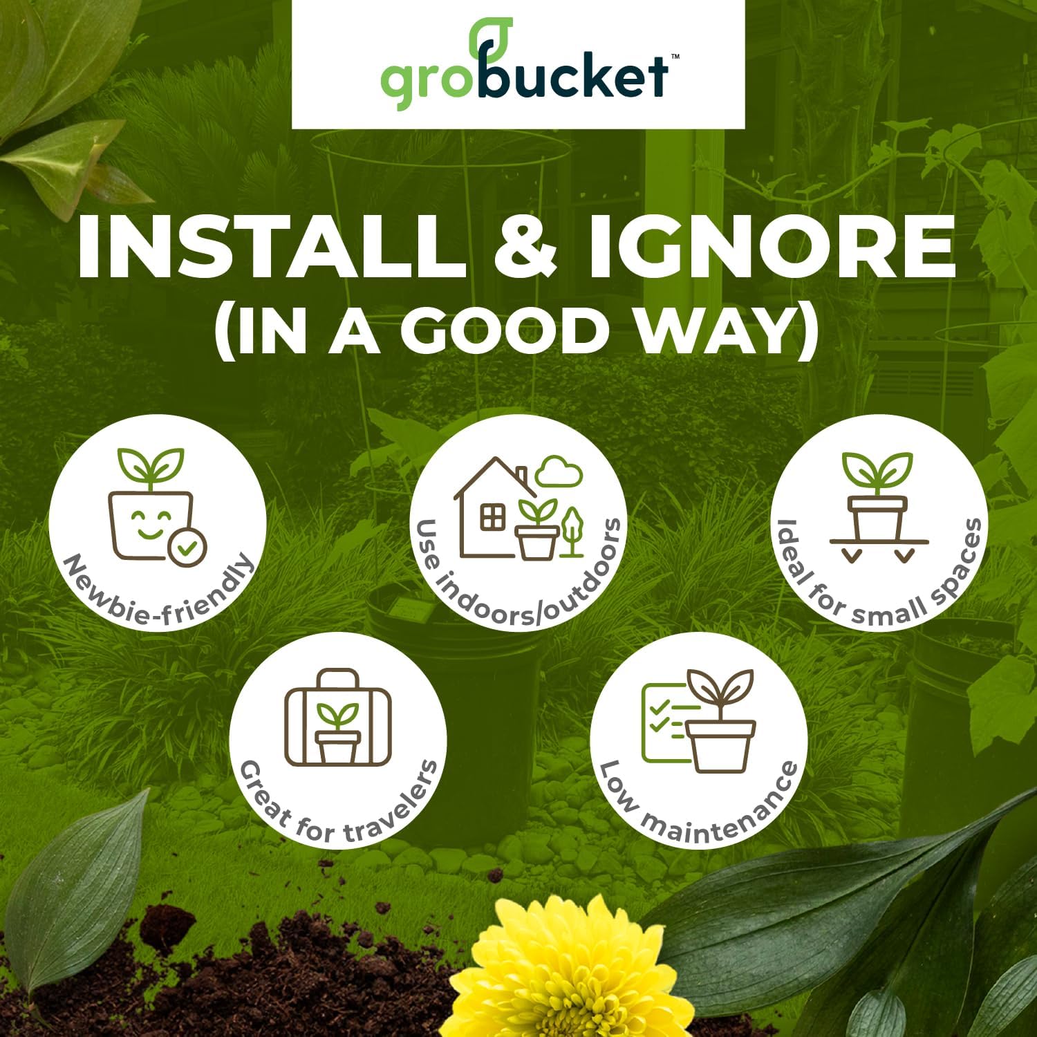 Self Watering Planter Insert w/LifeTested Technology, Water Reservoir & Level Indicator - Turn Any 5-Gal Bucket into a DIY, Portable Automatic Container Indoor-Outdoor Garden, 3-Pack