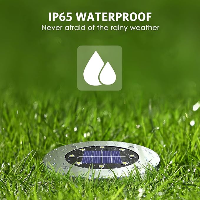 Solar Ground Lights 16 Packs, Garden Solar Outdoor Waterproof Pathway Bright In-Ground Landscape Lights for Patio, Lawn, Yard, Driveway, Step and Walkway White Light