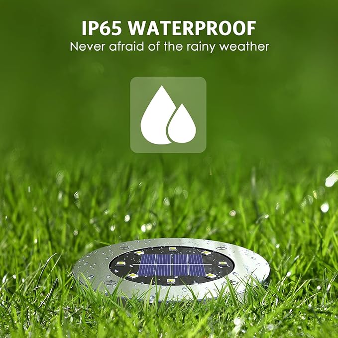 4.6inch Solar Lights Outdoor Waterproof,12Pack Solar Lights for Outside,Solar Garden Lights Landscape Lighting for Patio Pathway Lawn Yard Deck Driveway Walkway(White Light)