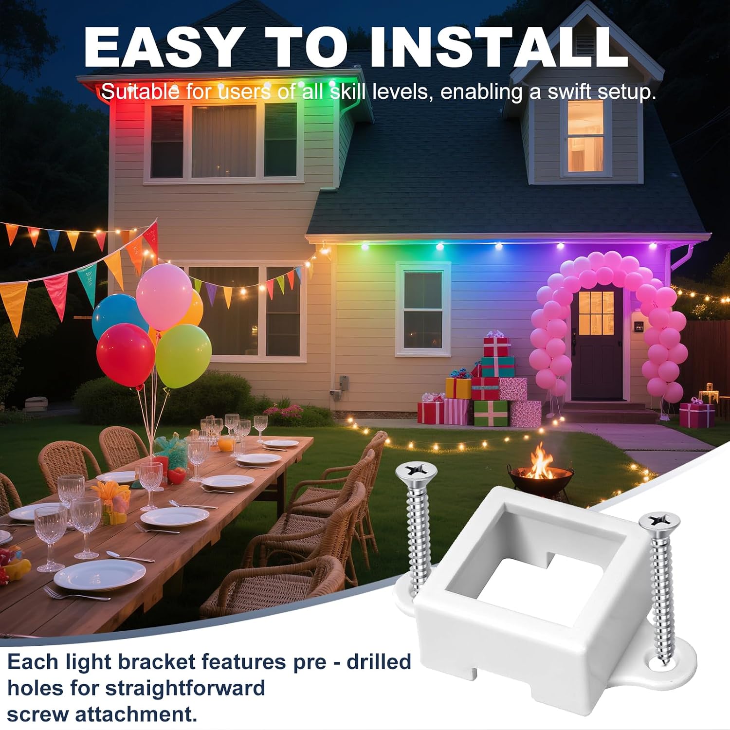 75 Set Light Clips for Govee H705A/B/C/H805 Outdoor Lights with 150 Screws Secure Mounting Brackets for Govee Permanent (H805/H705) Not Compatible Pro Version Outdoor Lights（White）