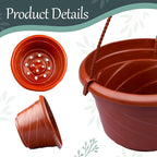 VIDELLY 4 Pieces Plastic Hanging Planters, 5.9 in Dia x 3.54 in H, Flower Plant Basket Pots Chain Holder Garden Decoration for Indoor and Outdoor Use, Red