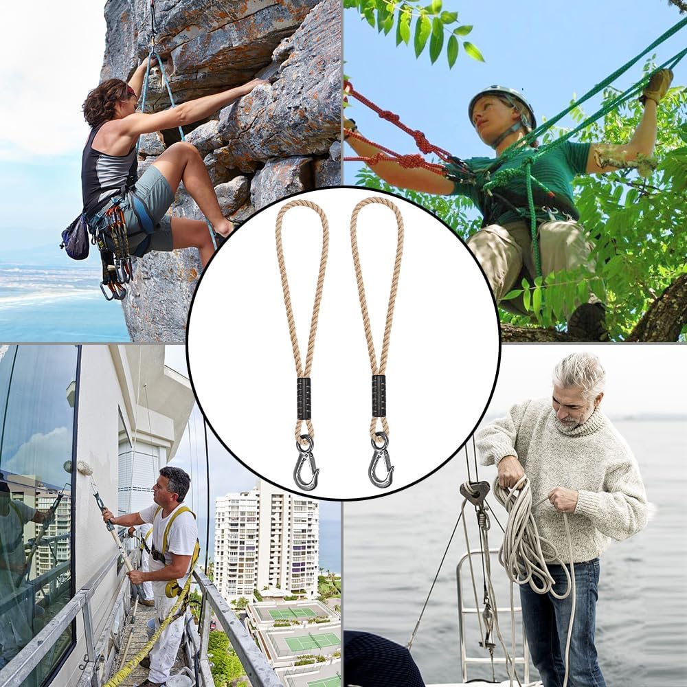 2Pcs 19" Tree Swing Rope Tree Swing Strap for Hanging Hammock | 2500LBs Capacity Swing Extender Rope with Hook Hanging Chair Strap for Swing chair, Tree Branch, Tree Swing Seat