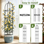 Obelisk Trellis for Garden Plants Climbing: 6ft Rustproof Metal Pipe with Plastic Coated - Potted Plant Climber Support for Outdoor Indoor Grape Vines Vegetable Fruits Flowers (2PC)