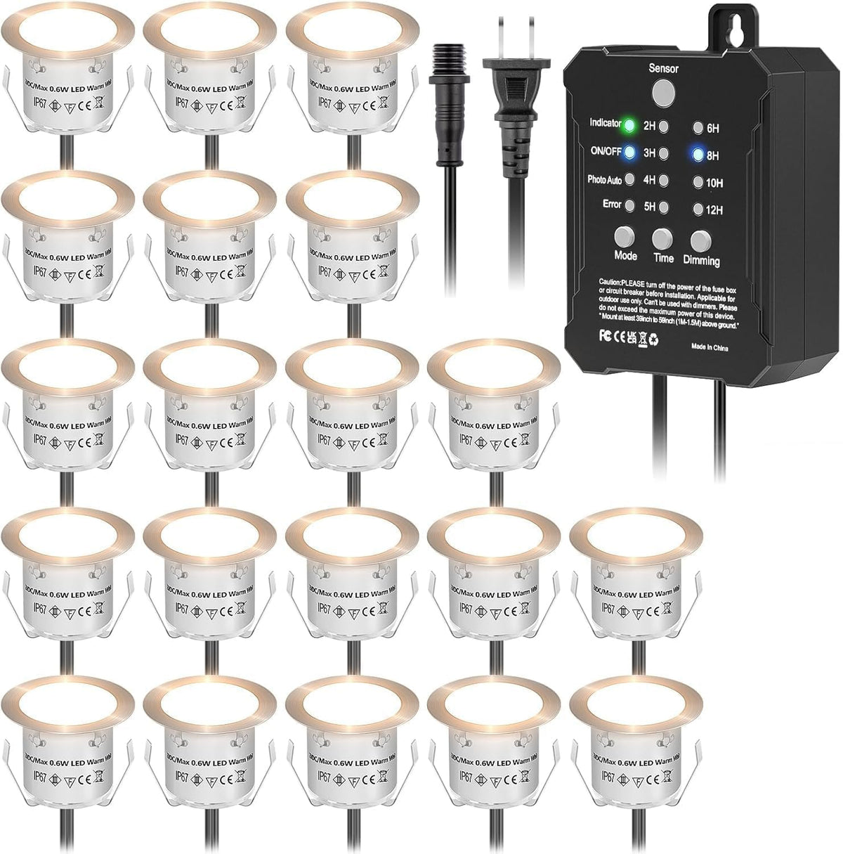 hiboitec 20 packs low voltage deck lights kit, main product view