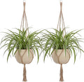 EBOOT 2 Pack 33 Inch Large Macrame Plant Hanger Rope to Hang Flower Pot Plant Holder for Indoor Outdoor Decorations, 4 Legs (Linen Color)