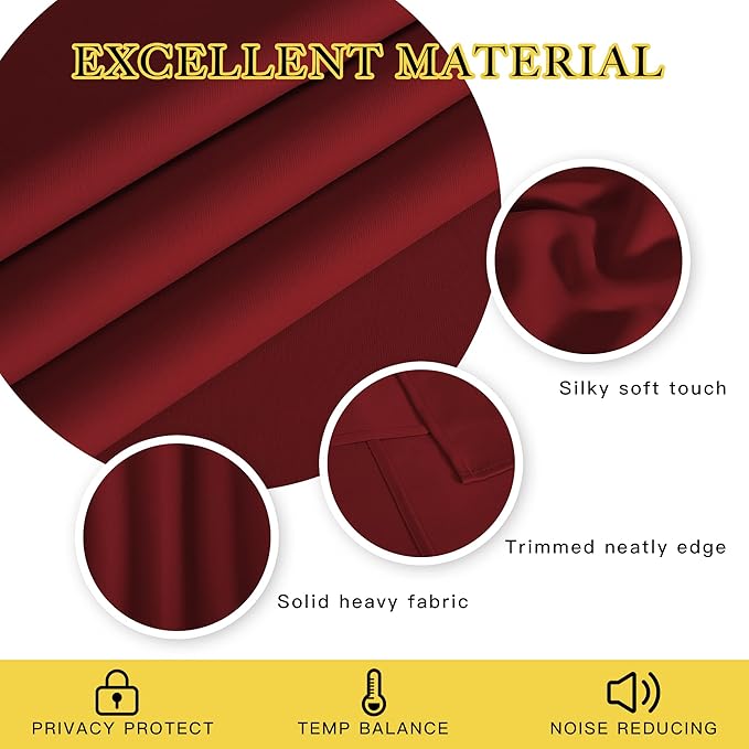 NICETOWN Sliding Door Window Treatment Blackout Patio Door Curtain Panels, Privacy Thermal Drapes for Bedroom Living Room Department with Grommet Top (Burgundy Red, W66 x L110)