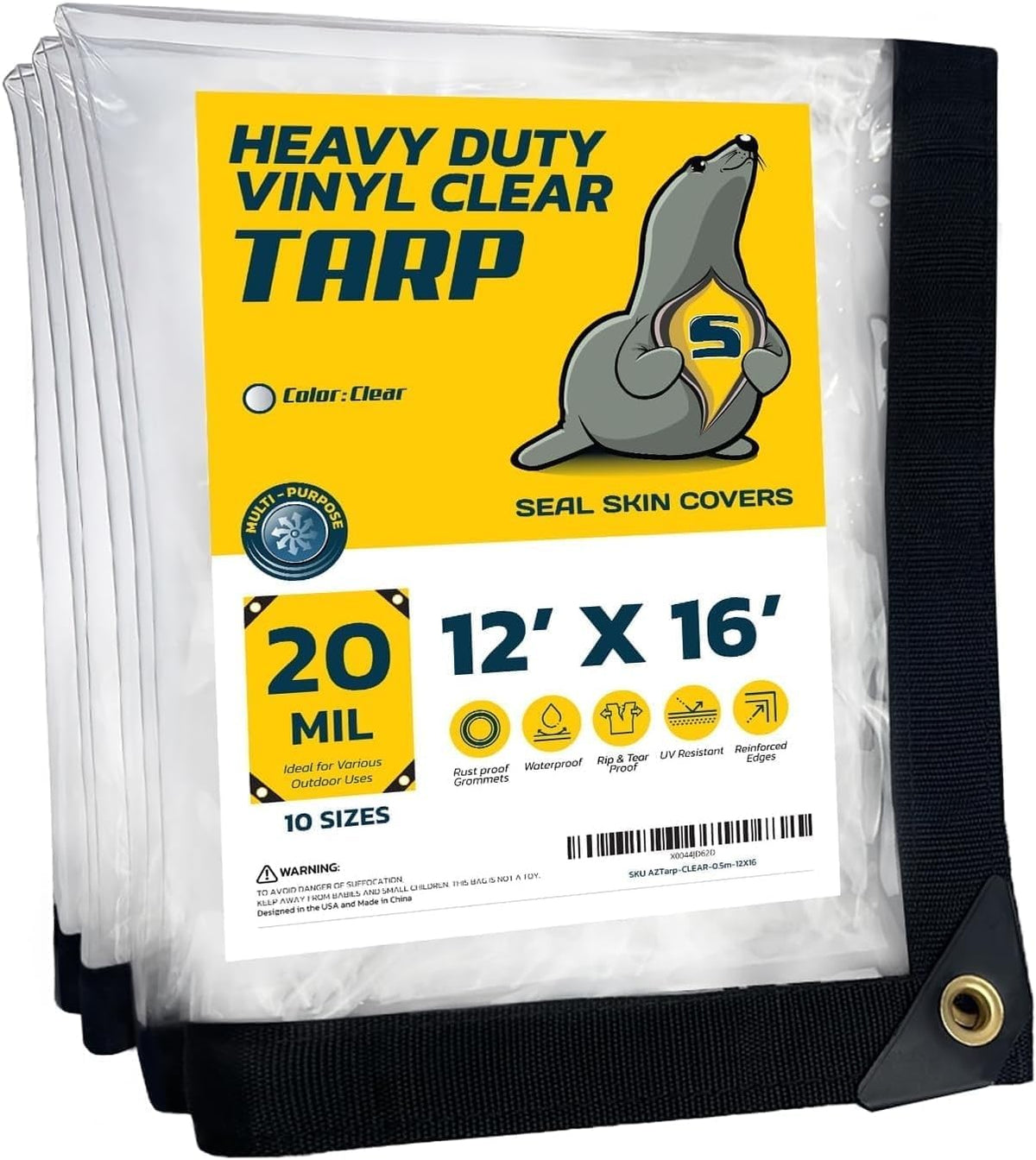seal skin covers waterproof clear tarp 12x16 ft, main product view