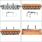 24in 4pcs Planter Box with Coco Liner, Rust-Resistant Metal Frame, Drainage Hole, Indoor/Outdoor Use, Black Finish