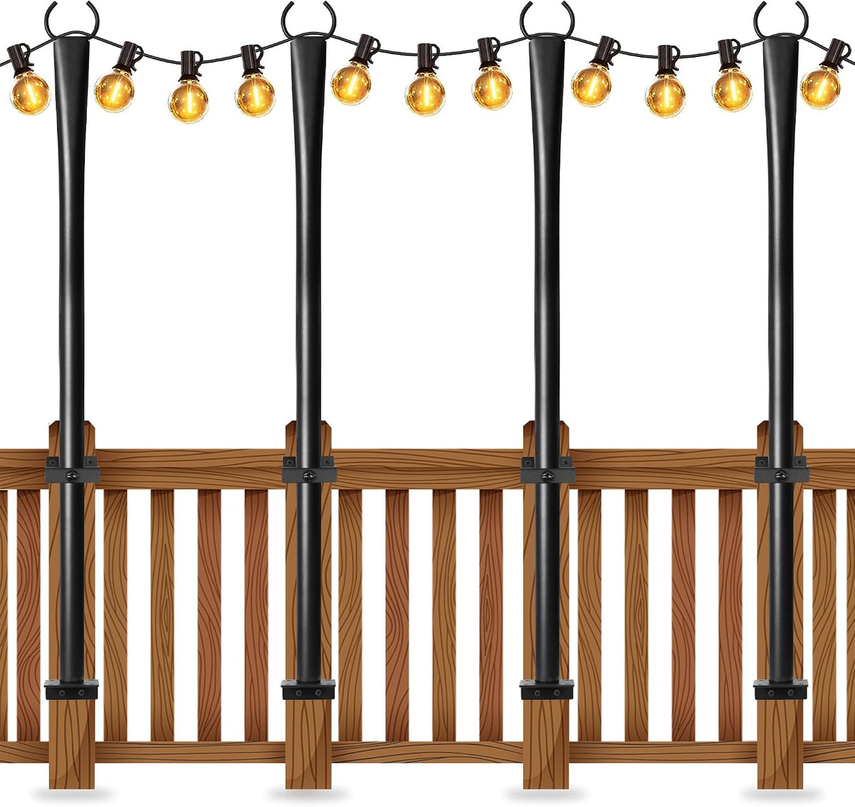 string light poles for deck, 5ft upgraded heavy-duty, main product view