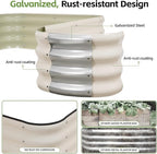 GoCampDriect 4IN1 Raised Garden Bed - 5x3x1ft Galvanized Raised Garden Boxes Outdoor Corrosion Resistant | Variable Shape 6x2x1ft Metal Raised Garden Beds for Planting Vegetable, Herb,Fruits,White