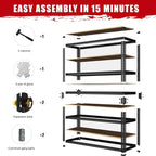 Garage Storage Shelves 2PCS, 60'' H Shelving Units and Storage, 2400 LBS Heavy Duty Shelving, Metal Garage Shelves for for Basement, Warehouse, Pantry, Closet, Kitchen 12" x 28'' x 60''